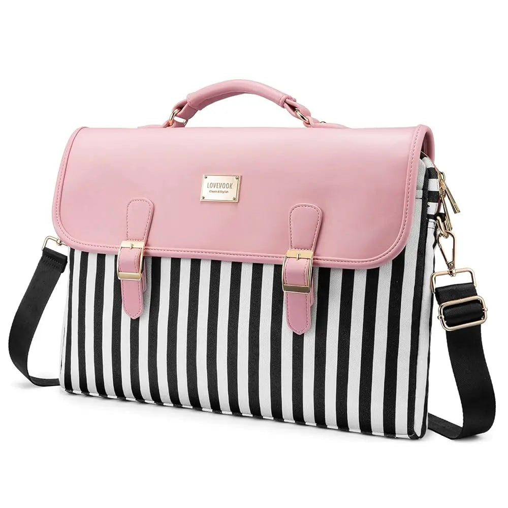 HKM-041171 Stylish Women's Canvas Laptop Bag for 15.6-Inch Laptops - Large Capacity Shoulder Briefcase for Office and School Use
