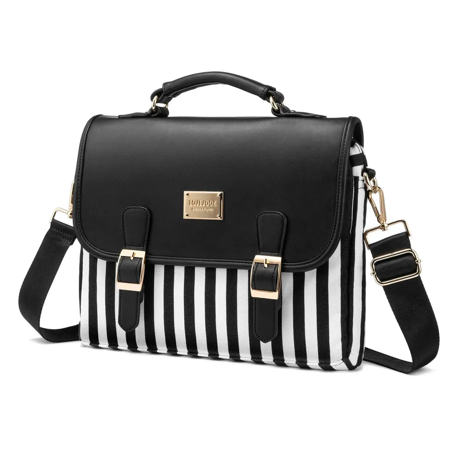 HKM-041171 Stylish Women's Canvas Laptop Bag for 15.6-Inch Laptops - Large Capacity Shoulder Briefcase for Office and School Use