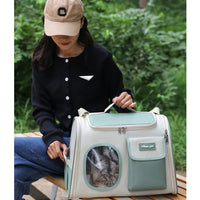 HKM-0411965 Large Capacity Green Oxford Cat Bag - Portable and Lightweight Shoulder Crossbody