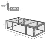HKM-0413373 Large Gray Wooden Rabbit Hutch with Outdoor Run and Lockable Access Doors for Small Animals