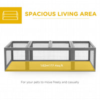 HKM-0413373 Large Gray Wooden Rabbit Hutch with Outdoor Run and Lockable Access Doors for Small Animals