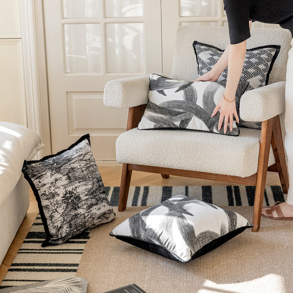 HKM-041427 Ukiyo-e and Ink Painting Decorative Pillow Cases for Sofa and Bedside, 45x45cm and 30x50cm Options