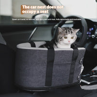 HKM-0414525 Cat Car Safety Seat - Soft Cloth Pet Bed for Cats in Dark Gray and Beige