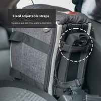 HKM-0414525 Cat Car Safety Seat - Soft Cloth Pet Bed for Cats in Dark Gray and Beige