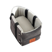 HKM-0414525 Cat Car Safety Seat - Soft Cloth Pet Bed for Cats in Dark Gray and Beige