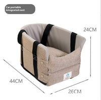 HKM-0414525 Cat Car Safety Seat - Soft Cloth Pet Bed for Cats in Dark Gray and Beige