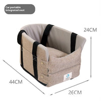 HKM-0414525 Cat Car Safety Seat - Soft Cloth Pet Bed for Cats in Dark Gray and Beige
