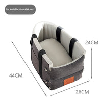 HKM-0414525 Cat Car Safety Seat - Soft Cloth Pet Bed for Cats in Dark Gray and Beige