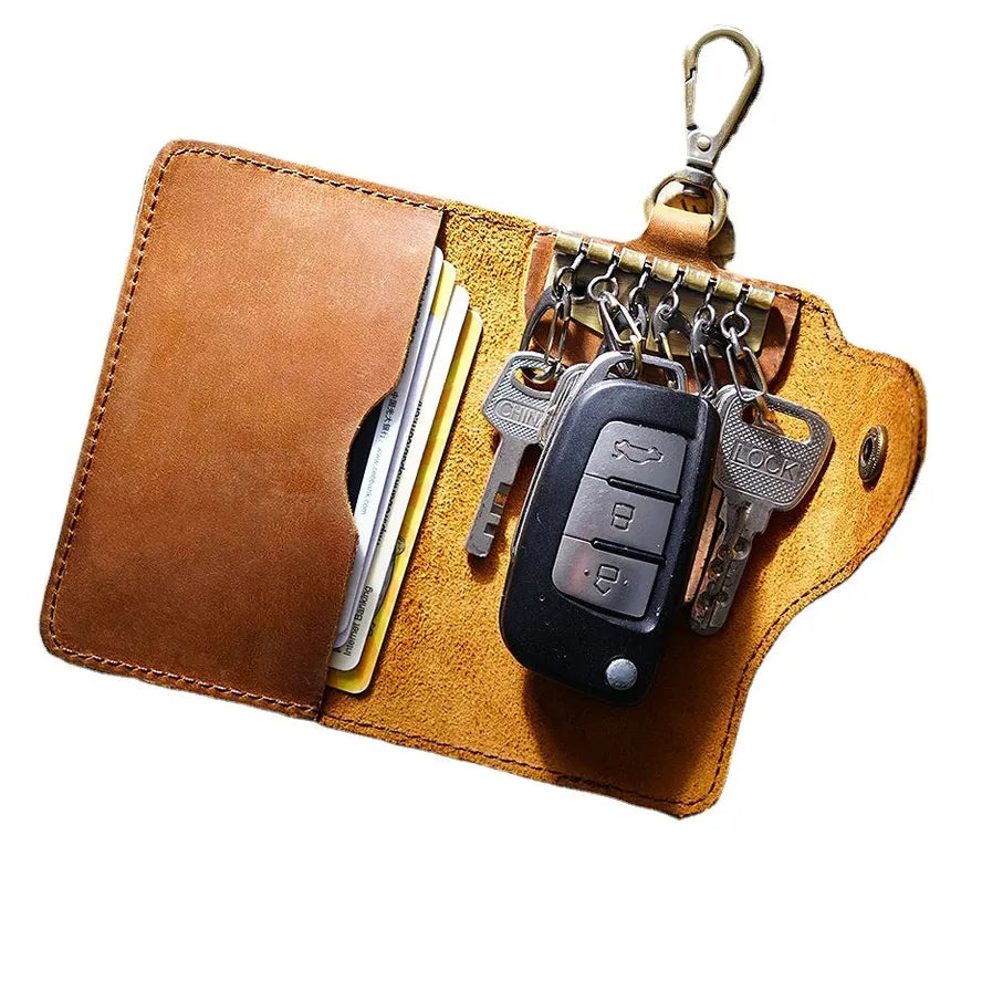 HKM-041491 Handmade Leather Multi-functional Key Case and Card Holder for Men and Women