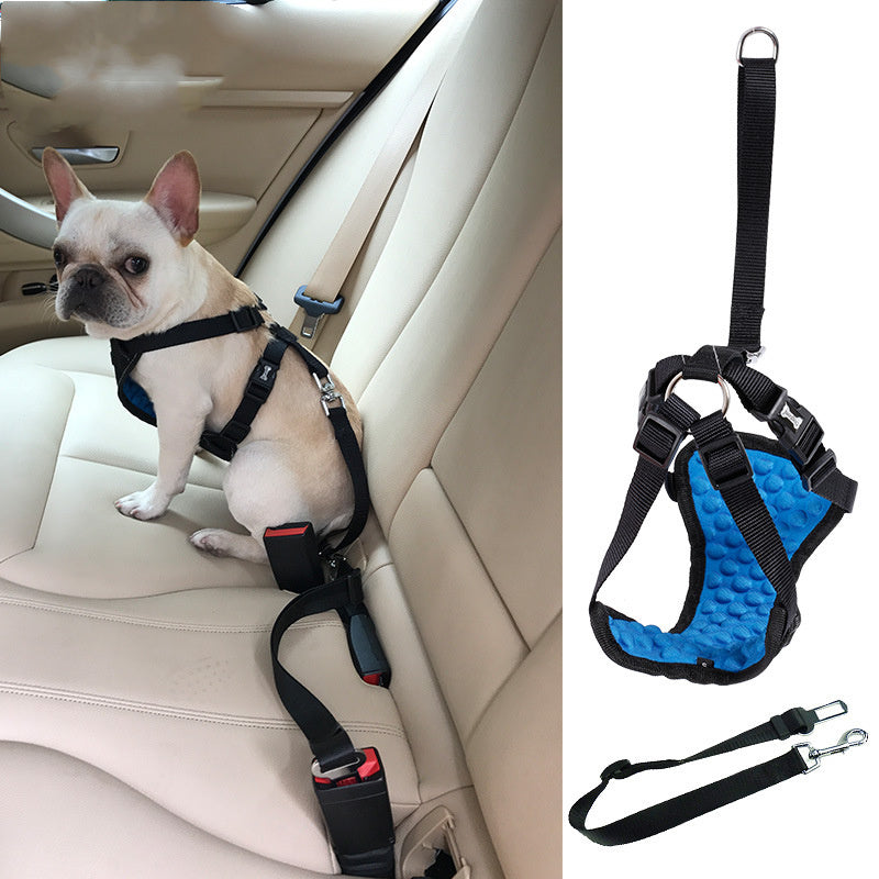 HKM-041619 Comfortable Mesh Pet Car Seat Belt with Adjustable Chest Strap in Black