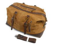 HKM-041683 Vintage Canvas Duffel Bag for Men - Large Tote Luggage, 54cm x 23cm x 42cm, Cowhide Accents