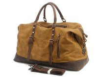 HKM-041683 Vintage Canvas Duffel Bag for Men - Large Tote Luggage, 54cm x 23cm x 42cm, Cowhide Accents