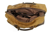 HKM-041683 Vintage Canvas Duffel Bag for Men - Large Tote Luggage, 54cm x 23cm x 42cm, Cowhide Accents