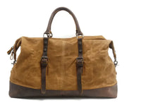HKM-041683 Vintage Canvas Duffel Bag for Men - Large Tote Luggage, 54cm x 23cm x 42cm, Cowhide Accents