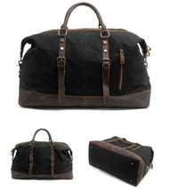 HKM-041683 Vintage Canvas Duffel Bag for Men - Large Tote Luggage, 54cm x 23cm x 42cm, Cowhide Accents