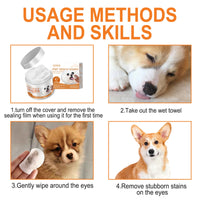 HKM-0416957 Gentle Tear Stain Wipes for Dogs and Cats with Aloe Vera and Chamomile Extract