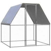 HKM-0417085 Galvanized Steel Chicken Coop - 2x2x2 m Outdoor Enclosure for Hens and Small Animals