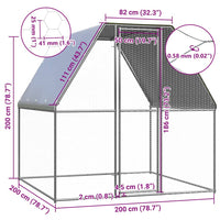 HKM-0417085 Galvanized Steel Chicken Coop - 2x2x2 m Outdoor Enclosure for Hens and Small Animals