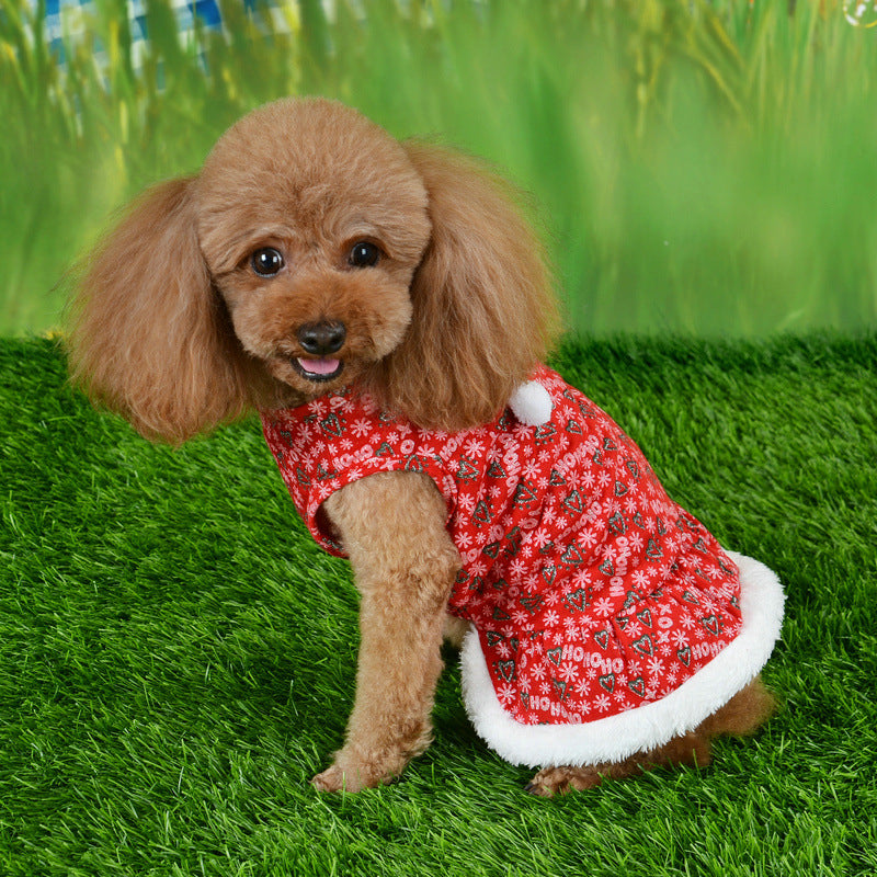 HKM-0417853 Festive Red Christmas Dress for Pets - Holiday Outfit in Various Sizes