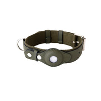 HKM-0418109 Adjustable Leather Pet Collar for Medium and Large Dogs with Airtag Holder - Black, Brown, Blue, Pink, Green