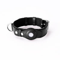 HKM-0418109 Adjustable Leather Pet Collar for Medium and Large Dogs with Airtag Holder - Black, Brown, Blue, Pink, Green