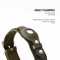HKM-0418109 Adjustable Leather Pet Collar for Medium and Large Dogs with Airtag Holder - Black, Brown, Blue, Pink, Green