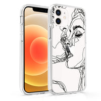 HKM-041875 Artistic TPU Phone Case for iPhone 12, Featuring Mona Lisa and Van Gogh Line Art