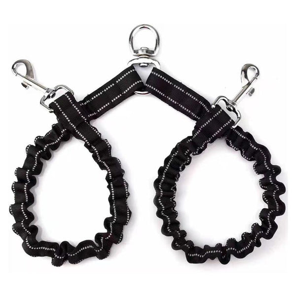 HKM-041939 Adjustable Double-Ended Traction Rope for Pet Walking - Black Nylon