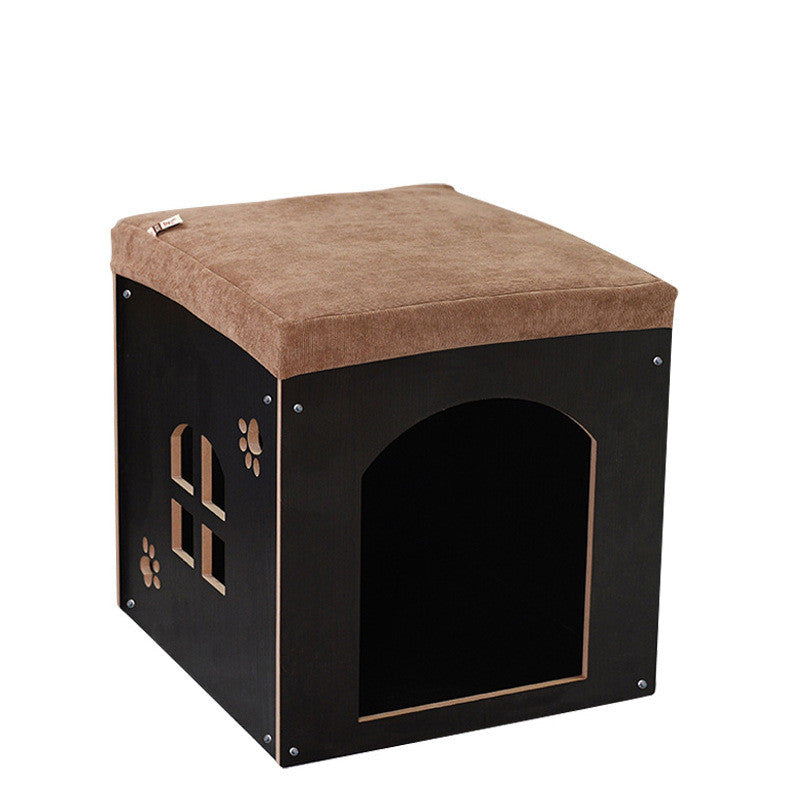 HKM-0419517 Removable and Washable Wooden Pet House for All Seasons, Square Design