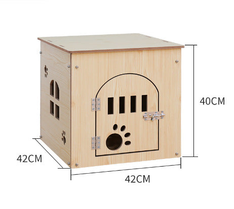 HKM-0419517 Removable and Washable Wooden Pet House for All Seasons, Square Design