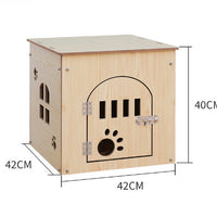 HKM-0419517 Removable and Washable Wooden Pet House for All Seasons, Square Design