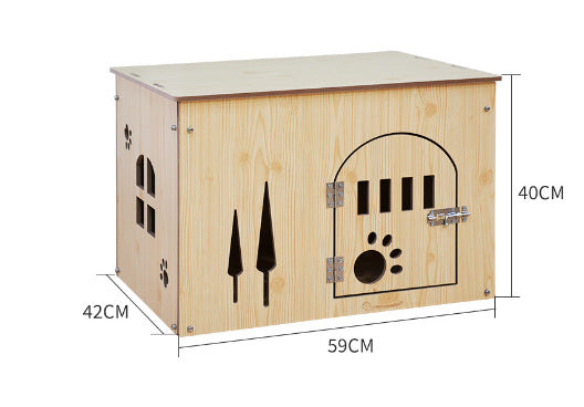 HKM-0419517 Removable and Washable Wooden Pet House for All Seasons, Square Design