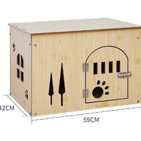 HKM-0419517 Removable and Washable Wooden Pet House for All Seasons, Square Design