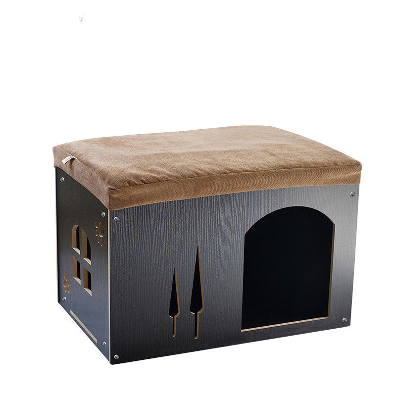 HKM-0419517 Removable and Washable Wooden Pet House for All Seasons, Square Design