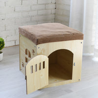 HKM-0419517 Removable and Washable Wooden Pet House for All Seasons, Square Design