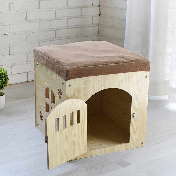 HKM-0419517 Removable and Washable Wooden Pet House for All Seasons, Square Design