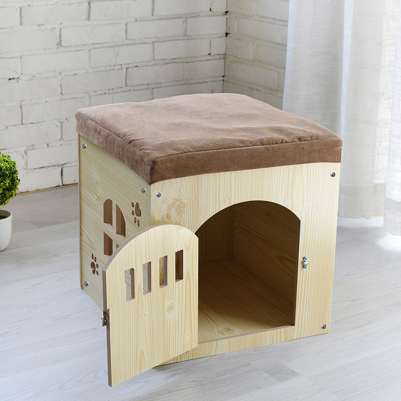 HKM-0419517 Removable and Washable Wooden Pet House for All Seasons, Square Design