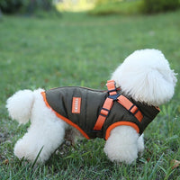 HKM-0419901 Olive Green Thick Cotton-Padded Winter Dog Vest for Small and Medium-Sized Dogs