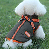 HKM-0419901 Olive Green Thick Cotton-Padded Winter Dog Vest for Small and Medium-Sized Dogs
