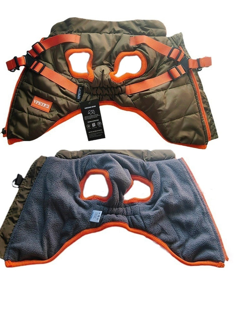 HKM-0419901 Olive Green Thick Cotton-Padded Winter Dog Vest for Small and Medium-Sized Dogs