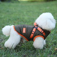 HKM-0419901 Olive Green Thick Cotton-Padded Winter Dog Vest for Small and Medium-Sized Dogs