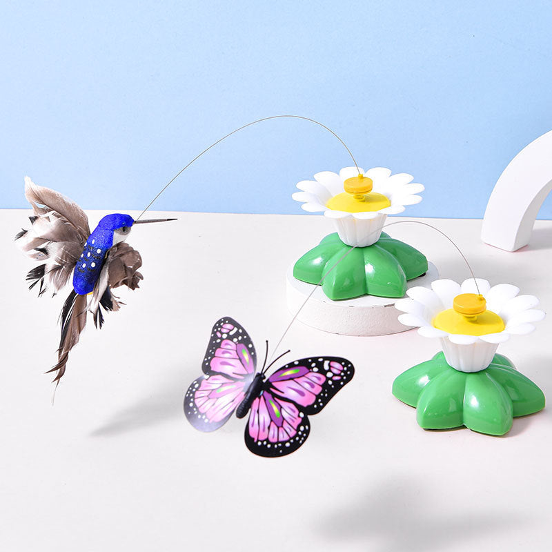 HKM-042067 Automatic Cat Teaser Toy with Electric Rotation - Bird and Butterfly Designs