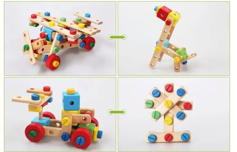HKM-042067 DIY Wooden Airplane and Car Models for Kids - Montessori Early Education Assembly Toy