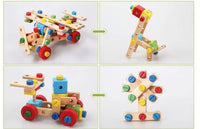 HKM-042067 DIY Wooden Airplane and Car Models for Kids - Montessori Early Education Assembly Toy