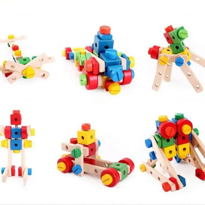 HKM-042067 DIY Wooden Airplane and Car Models for Kids - Montessori Early Education Assembly Toy
