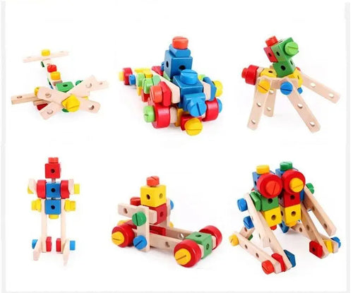 HKM-042067 DIY Wooden Airplane and Car Models for Kids - Montessori Early Education Assembly Toy