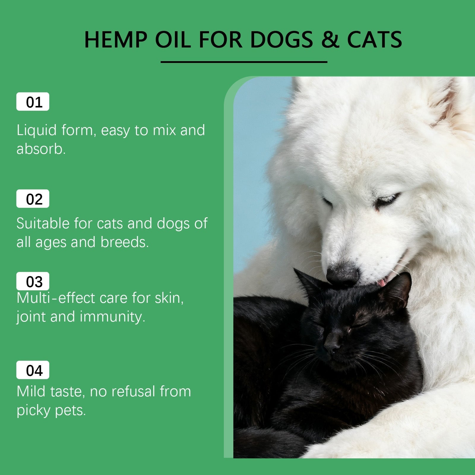 HKM-0421309 Hemp Seed Oil Vitality Drops for Cats and Dogs - 60ml with Omega Fatty Acids and Vitamins