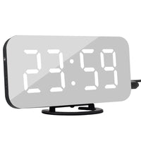 HKM-042195 Modern Digital LED Alarm Clock with Mirror Display and USB Charging Ports