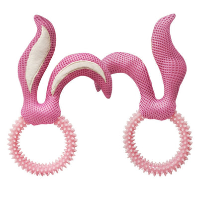 HKM-0422077 Bunny Ears TPR Dog Toy for Chewing and Playtime, Available in Pink, Blue, and Yellow