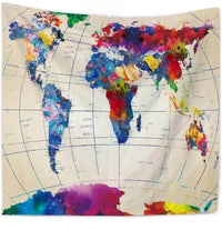 HKM-042323 Colorful Meridian Map Tapestry - Geometric Abstract Design in Plush Polyester Fabric